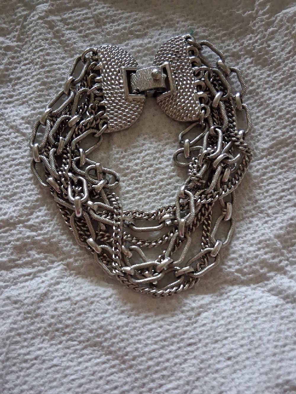 MONET Multi-Chain Silver Statement Bracelet for Women Sell As It Is